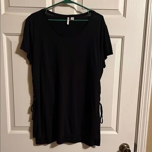 Zara Black Ruched Relaxed T-Shirt